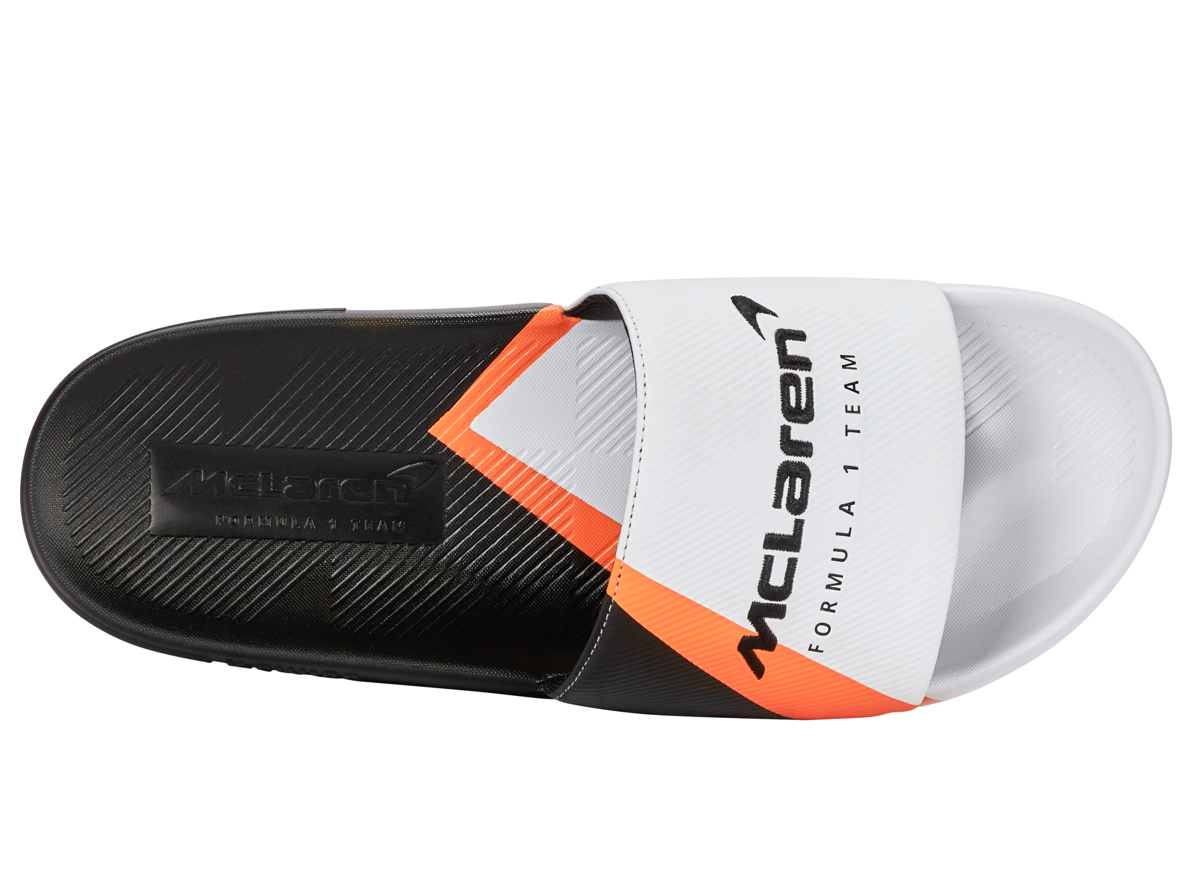 04422-196-M | SLIDE SANDAL X MCLAREN F1 TEAM | WHITE/BLACK/PAPAYA