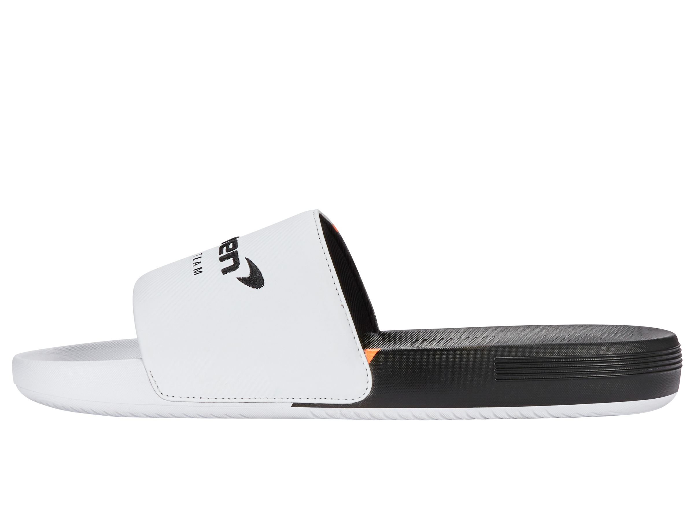 04422-196-M | SLIDE SANDAL X MCLAREN F1 TEAM | WHITE/BLACK/PAPAYA