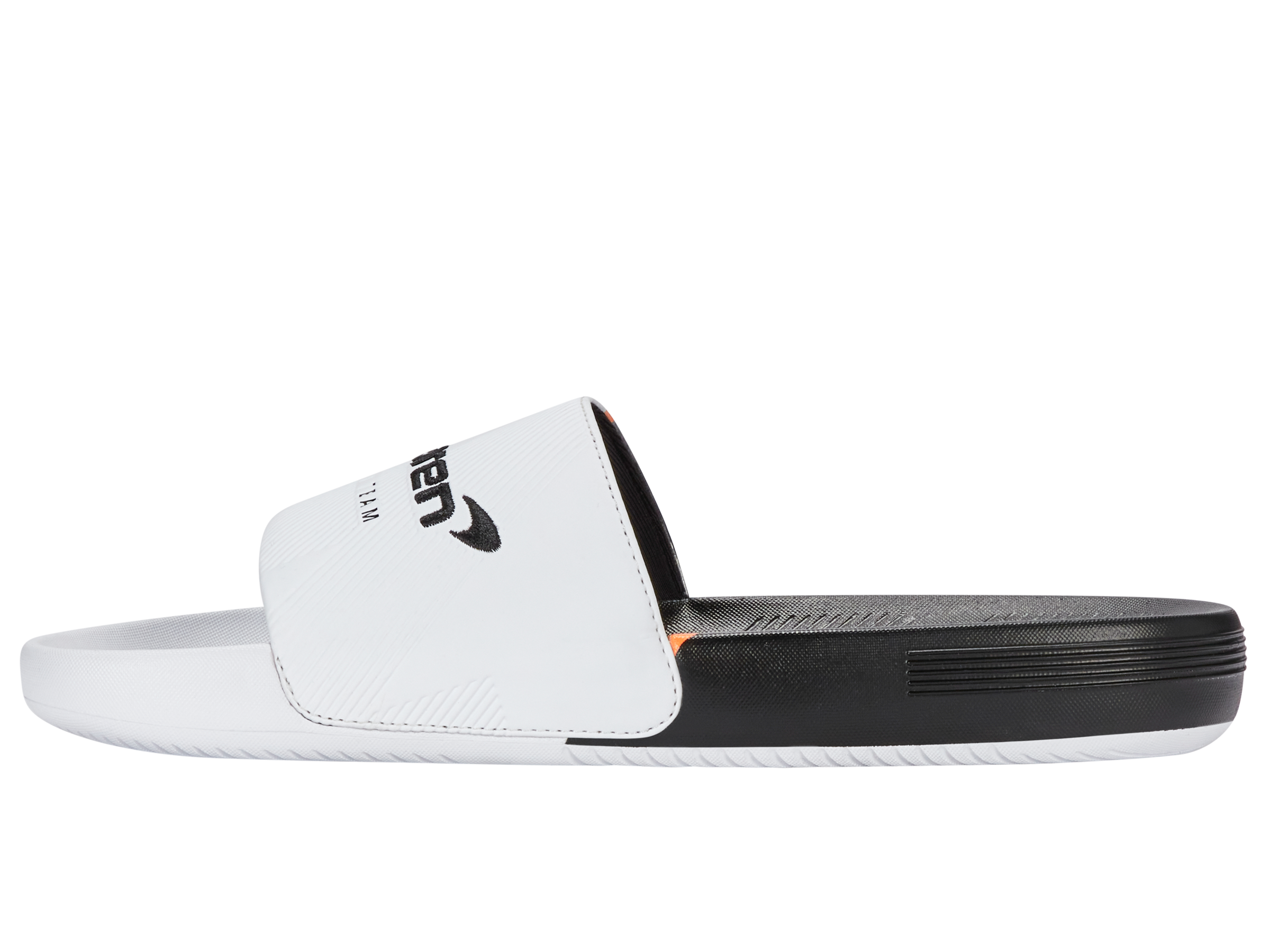 94422-196-M | SLIDE SANDAL X MCLAREN F1 TEAM | WHITE/BLACK/PAPAYA